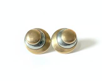 14k Italian Gold Domed Faceted Earrings