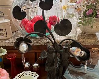 Auguste Moreau Style Figural Spelter Lamp