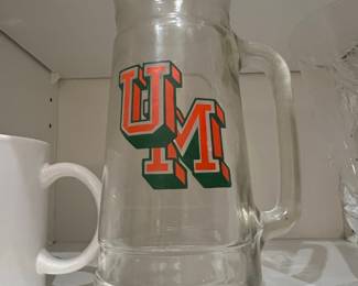 University of Miami Hurricanes "U" Logo Glass Beer Mug with Pewter Emblem