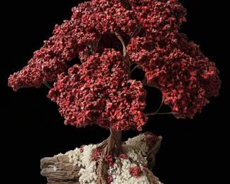 Coral and Driftwood Bonsai Tree Sculpture