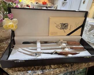 Vintage Samurai Japan Stainless Cutlery Carving Set of 4