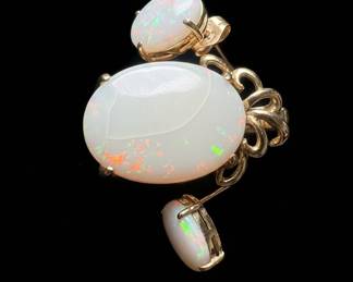 Opal and 14k Gold Pendant and Earring Set
