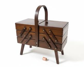 Vintage Strommen Bruk Hamar Accordion Sewing Box