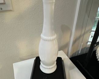 Indiana Glass "Harvest" Milk Glass Pedestal Compote and Vase Set