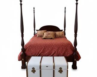 Mahogany Rice Carved Four-Poster Bed