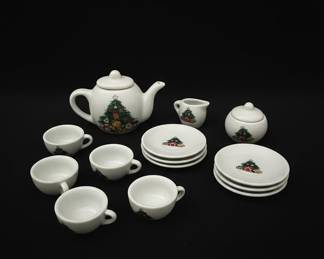 Christmas Teddy Bear Miniature Tea Set