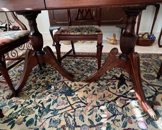 Mahogany Chippendale Style Dining Table with Four Chairs