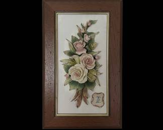Capodimonte Porcelain Rose Bouquet Plaque
