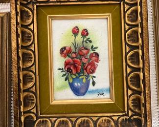 Miniature Floral Painting Signed "FOX"