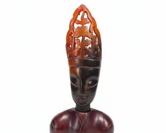 Antique Chinese Ox Horn Carving - Immortal Figure