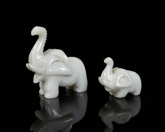Carved White Elephant Figurines