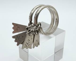 Sterling Silver Charm Ring with Korean Characters