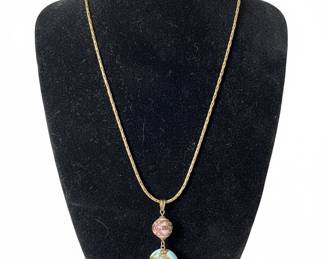 14k Italian Gold Necklace with Millefiori Pendant