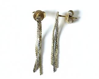 14k Yellow Gold Multi-Strand Dangle Earrings