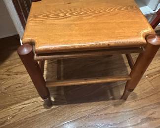 Wooden Stool with Round Top and Tapered Legs