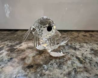 Swarovski Crystal Baby Seal Figurine with Black Whiskers