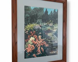Watercolor Garden Scene Painting by Howard Miller
