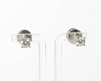 14k White Gold 0.72ctw Round Brilliant Cut Diamond Stud Earrings