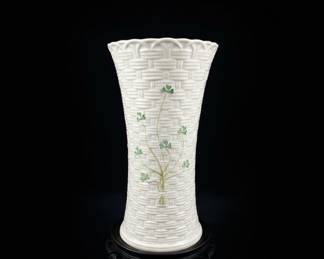Belleek "Shamrock" Vase with Basketweave