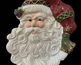 Fitz and Floyd "Jolly Ole St. Nick" Ceramic Santa Face Plate