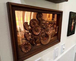 Coppercraft Guild Copper Relief Mirror with Teapot and Flowers