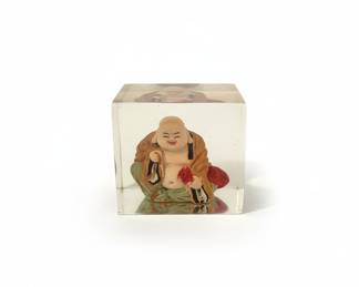 Laughing Buddha Resin Block Figurine
