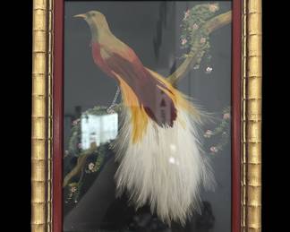 Vintage Mexican Feather Art of a Bird of Paradise