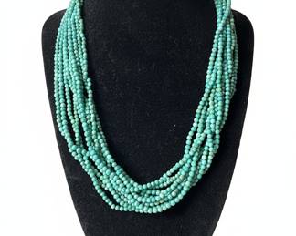 Multi-Strand Turquoise Nugget Sterling Silver Necklace