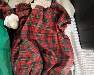 Vintage Plush Bunny Doll in Tartan Dress