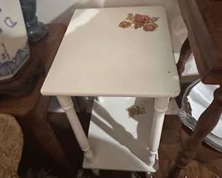 Vintage Hand-Painted Floral Accent Table