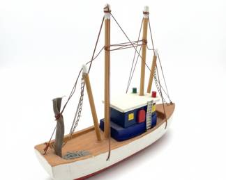 Handmade Wooden Fishing Boat Model