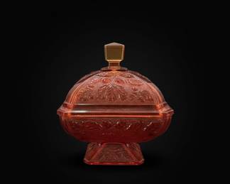 Tiara Glass "Honey Bee" Covered Candy Dish