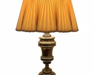 Vintage Stiffel Brass Urn Table Lamp with Pleated Shade