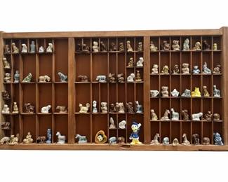 Collection of Figurines in Wooden Printers Tray