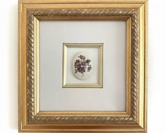 Framed Floral Pebble Art