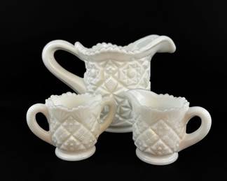 Westmoreland "Thumbelina" Milk Glass Creamer and Sugar Set