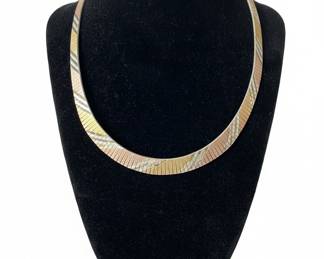 Sterling Silver Tri-Color Herringbone Necklace
