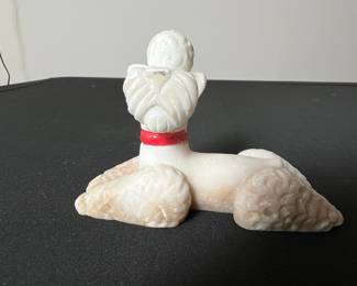 Marble Poodle Figurine with Red Collar