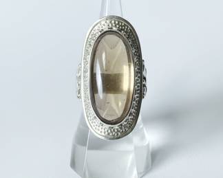 Oval Smoky Quartz Ring in Sterling Silver