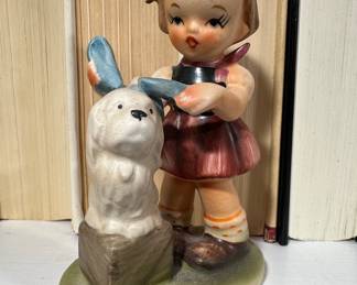 Vintage Lefton "Girl with Dog" Ceramic Figurine