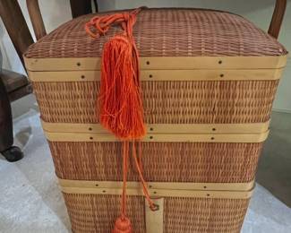 Vintage Wicker Picnic Basket with Tassels