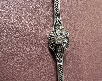 Art Deco Sterling Silver Marcasite Brooch