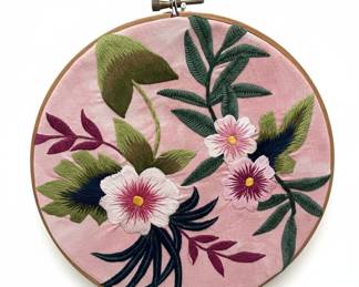 Embroidery Hoop Art - Tropical Floral Motif