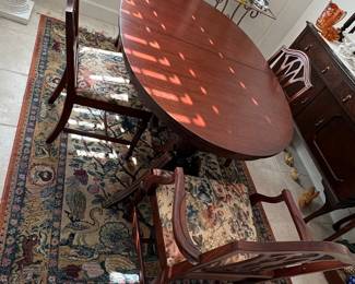 Mahogany Chippendale Style Dining Table with Four Chairs