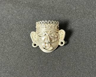 Sterling Silver Tlaloc Mask Pendant