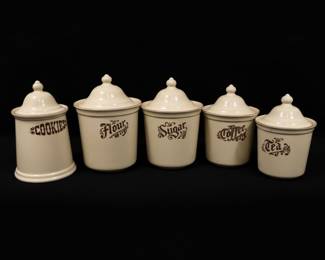 Vintage Pfaltzgraff "Village" Pattern Ceramic Kitchen Canister Set