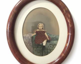 Victorian Oval Portrait of a Young Girl in Convex Glass Frame