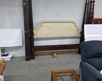 Upholstered queen 4 post bed