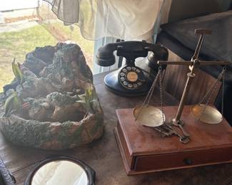 Antique phone and scale