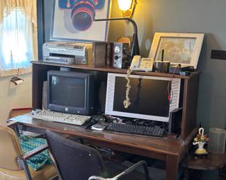 Computer chairs, desk, computer items